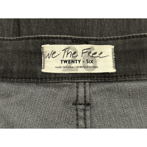 We The Free Free Bell Bottom Button Front Frayed Hem Black Denim Jeans Size 26 - Picture 9 of 16